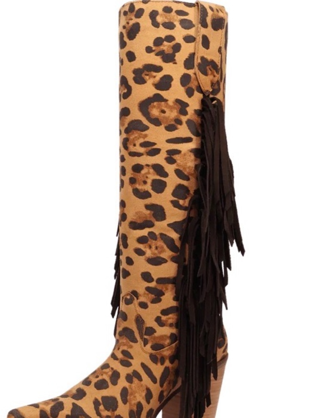 Dingo Leopard Print Fringe Cowgirl Western Boot - Picture 9 of 12